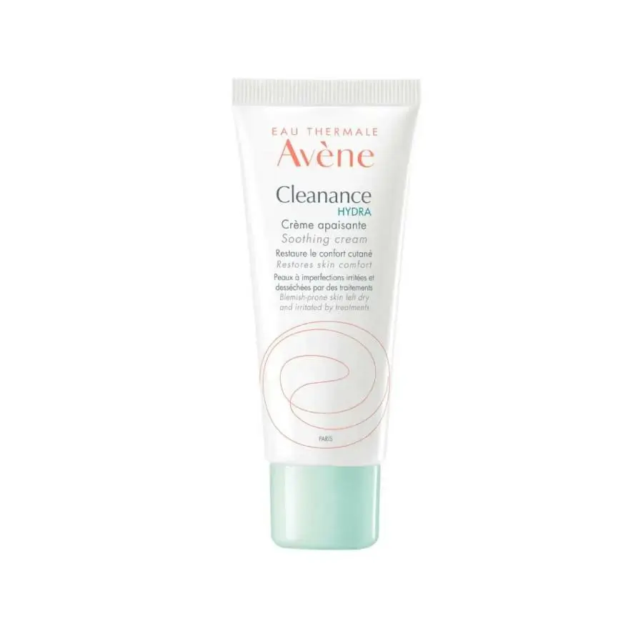 Avene Cleanance Hydra le soin apaisant, hydratant et nourrissant spécifique des peaux desséchées et irritées par un traitement médicamenteux anti-acnéique.