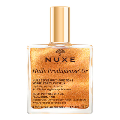 NUXE HUILE PRODIGIEUSE 100ML vous fait rayonner d‘un irrésistible éclat satiné sans fini gras grâce à sa texture au toucher sec inimitable