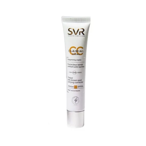 SVR CLAIRIAL CC Crème MEDIUM SPF 50 hydrate, unifie le teint, corrige les taches et protège la peau grâce à des actifs dermatologiques hautement dosés