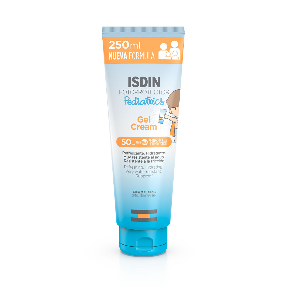 ISDIN PEDIATRICS GEL CREAM est un écran solaire spécialement formulé pour la peau des enfants et des bébés à partir de 6 mois.