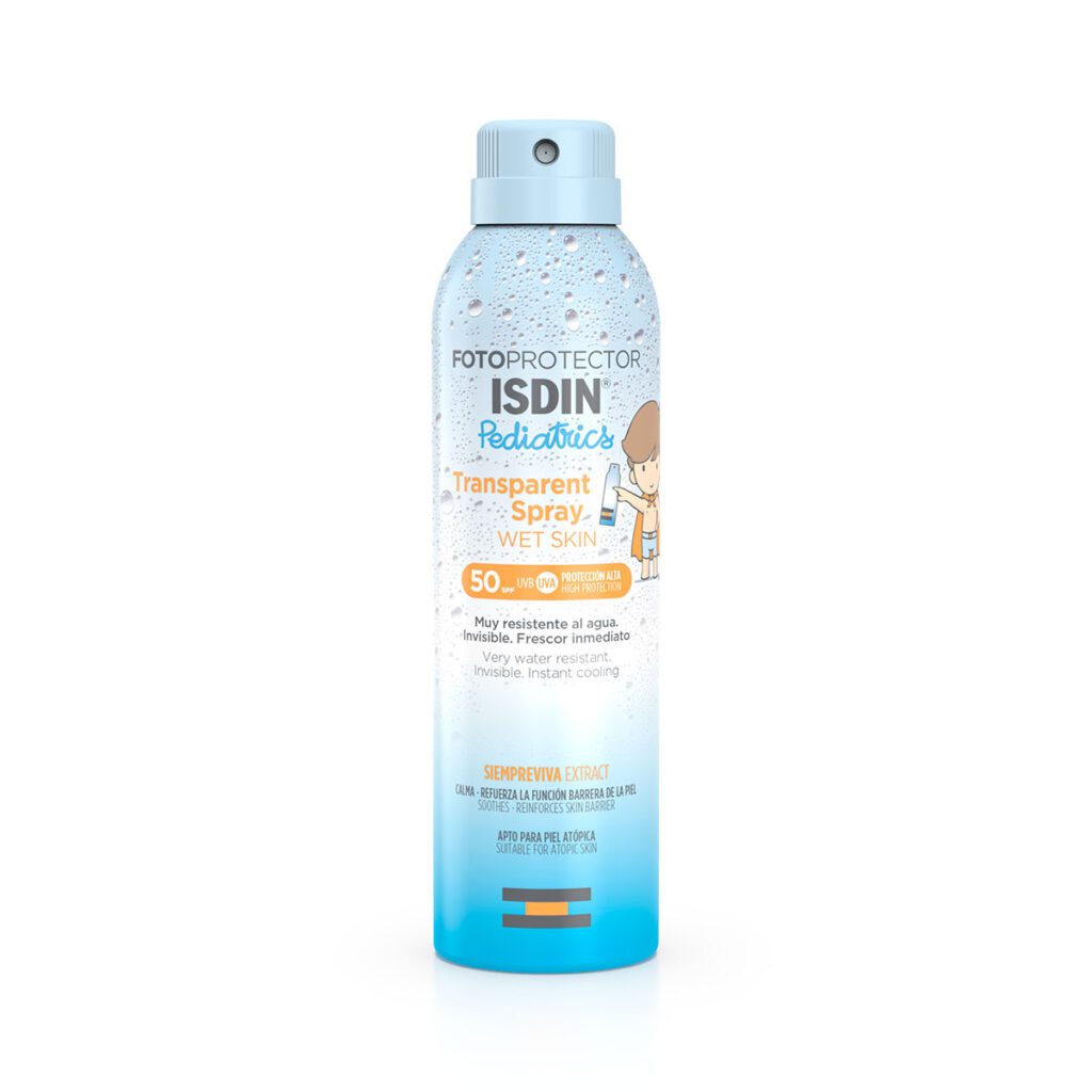 isdin pediatrics transparent spray est un écran solaire pour enfant à séchage immédiat. Efficace sur peau humide, très résistant à l’eau.