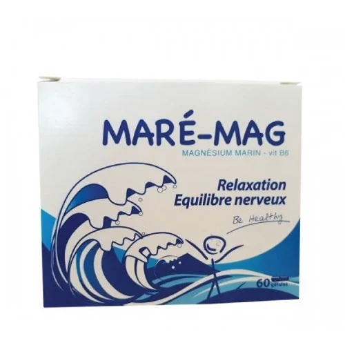 MARE-MAG B/60 GEL est un Complément alimentaire à base de magnésium marin et de vitamine B6 participe au bon fonctionnement du système nerveux.