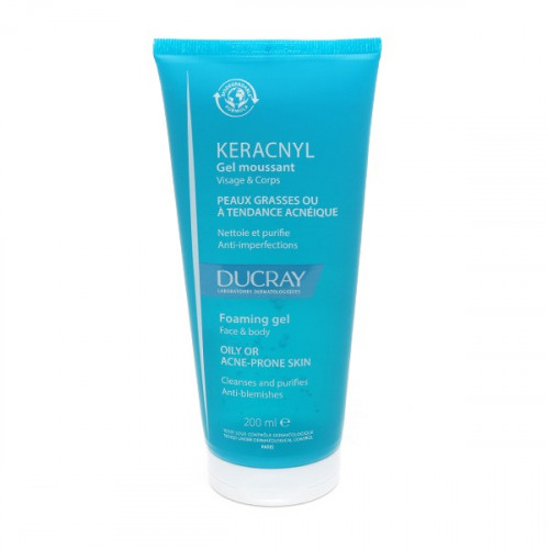 DUCRAY KERACNYL GEL MOUSSANT 200ML est adapté aux peaux à tendance acnéique. Il nettoie en douceur et purifie la peau en profondeur.