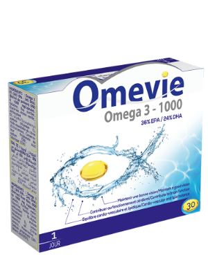 VITAL OMEVIE OMEGA 3 - 1000 - est un complément alimentaire qui contient les acides gras oméga-3 associé avec la vitamine E.