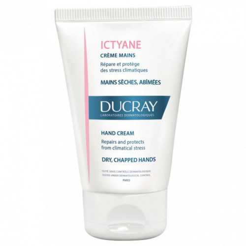 DUCRAY ICTYANE CREME MAINS 50ML Son complexe unique thermo-protecteur TGS*, associé au beurre de karité contribue à restaurer l épiderme abîmé