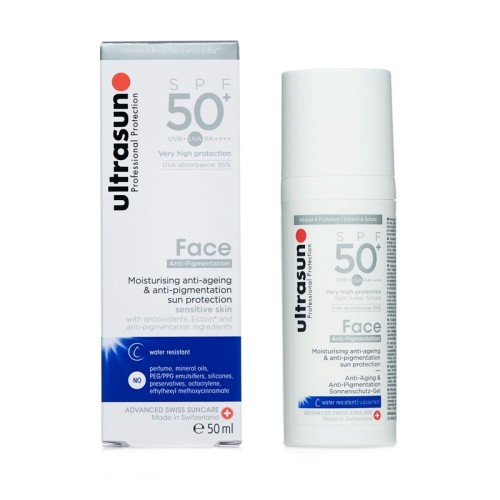 ULTRASUN FACE ANTI-PIGMENTATION SPF50+ 50ML est un écran solaire, hydratant et apprêt tout-en-un présente des avantages remarquables