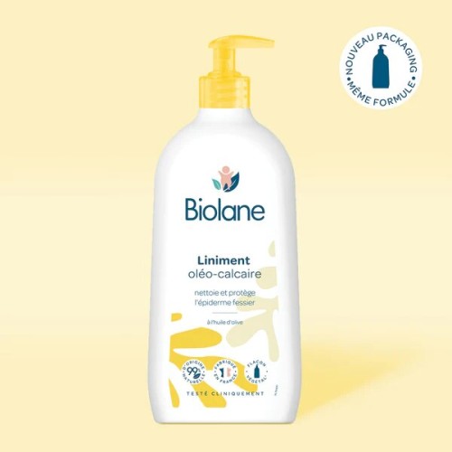 BIOLANE LINIMENT OLEO-CALCAIRE nettoie et protège en un seul geste le siège de votre bébé avec 99% d'ingrédients d'origine naturelle,