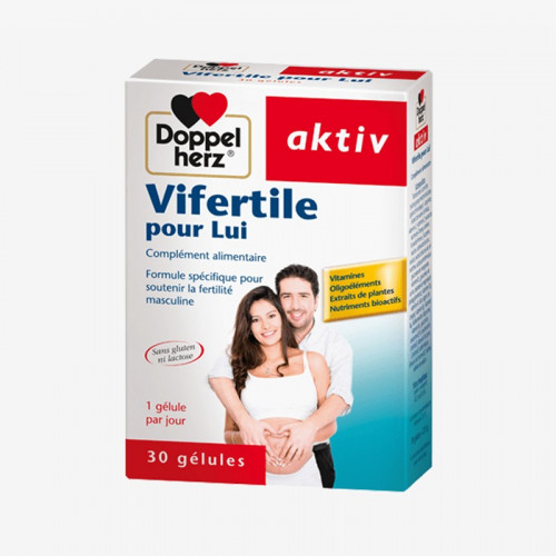 Aktiv Vifertile pour Lui des laboratoires Doppelherz est une combinaison de vitamines et d'oligo-éléments essentiels pour une spermatogenèse normale.