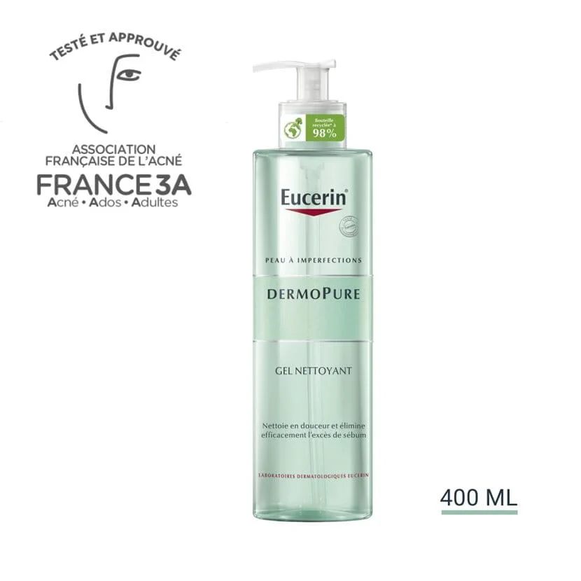 EUCERIN DermoPure Gel Nettoyant 200ML est un gel qui élimine efficacement et en douceur l'excès de sébum,tout en retirant les impuretés et le maquillage.