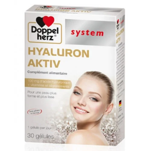 Pour une peau plus ferme et plus lisse100 mg d’acide hyaluronique vitamines et oligoéléments , biotine , vitamine A nécessaire pour maintenir une peau saine