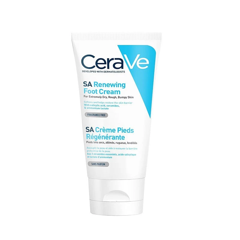 CeraVe SA Crème Pieds Régénérante 88 ml est une crème régénérante pour les pieds très secs, abîmés et rugueux.
