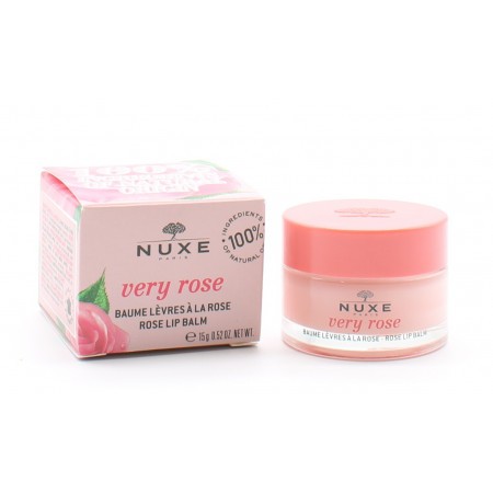 Le baume hydratant pour les lèvres Very Rose de Nuxe permet d'hydrater les lèvres. Il contient 100% d'ingrédients d'origine naturelle. Il est composé d'un extrait huileux de Rose. Il a une texture fondante et il est parfumé à la vanille. Il laisse les lèvres sublimées, douces et délicatement rosées.